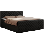 Łóżko kontynentalne PARIS DUO 140x200 - H3 - czarny, ekoskóra