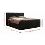 Łóżko kontynentalne PARIS DUO 180x200 - H3 - czarny, ekoskóra