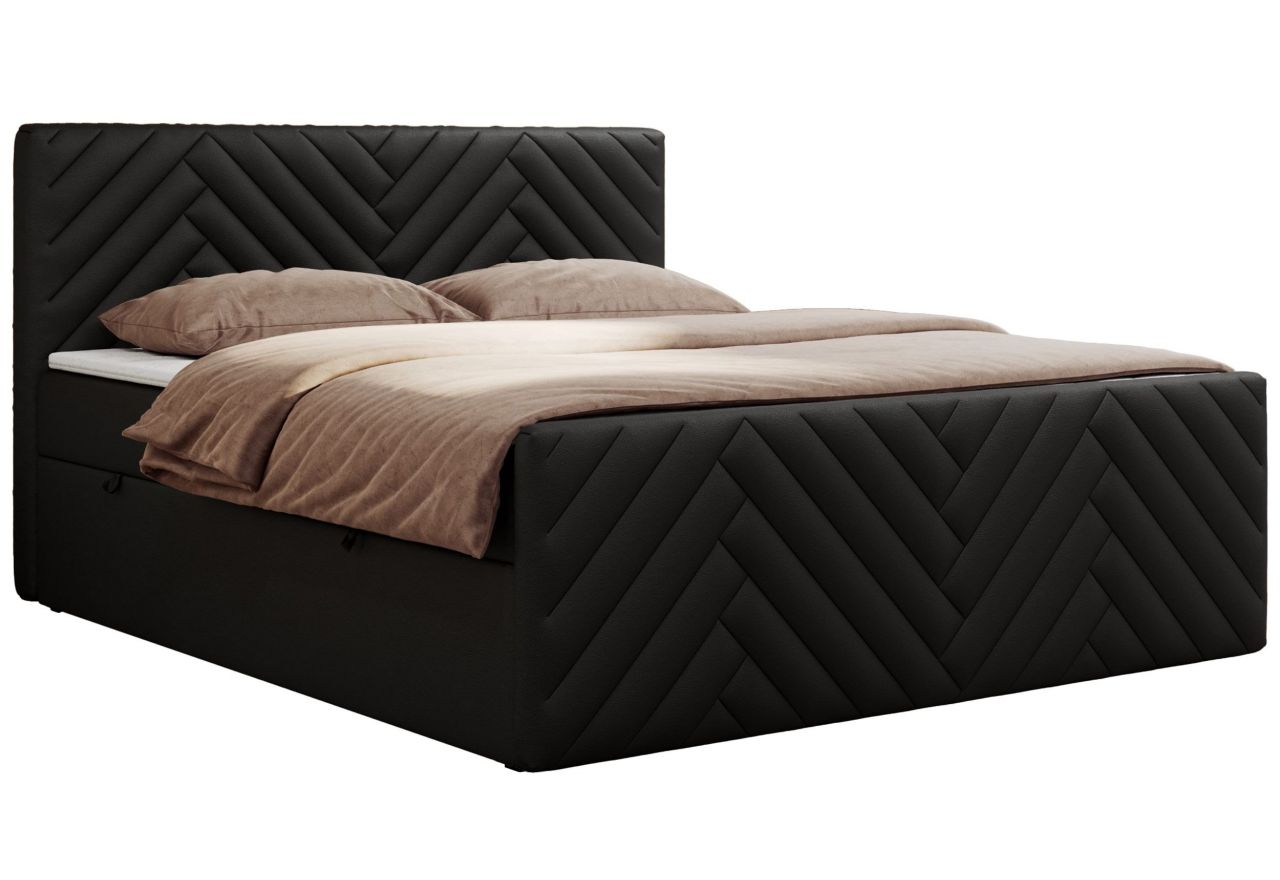 Łóżko kontynentalne PARIS DUO 120x200 - H4 - czarny, ekoskóra