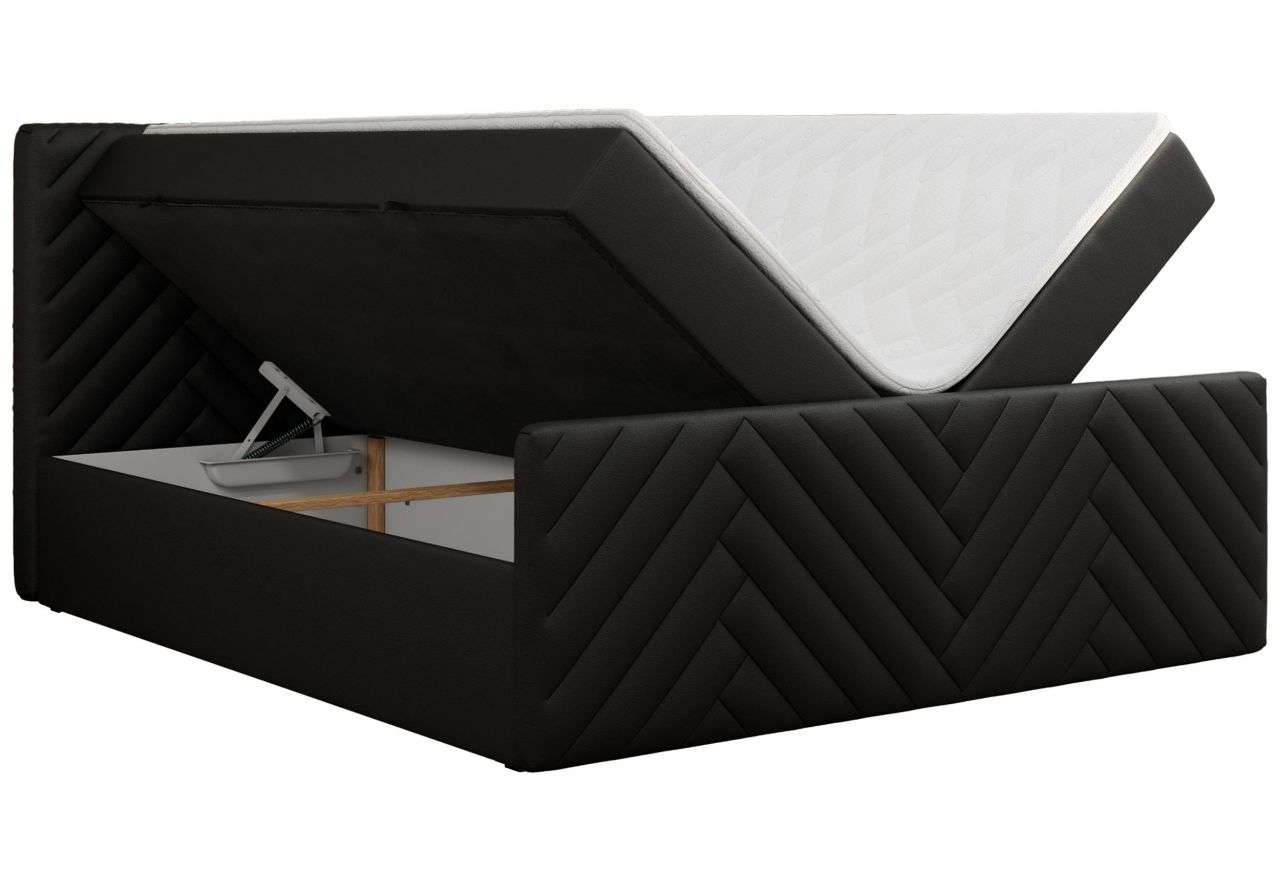 Łóżko kontynentalne PARIS DUO 120x200 - H4 - czarny, ekoskóra