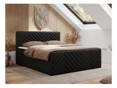 Łóżko kontynentalne PARIS DUO 180x200 - H4 - czarny, ekoskóra