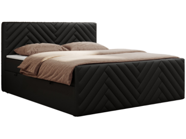 Łóżko kontynentalne PARIS DUO 180x200 - H4 - czarny, ekoskóra