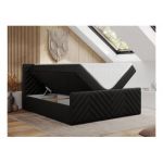 Łóżko kontynentalne PARIS DUO 180x200 - H4 - czarny, ekoskóra