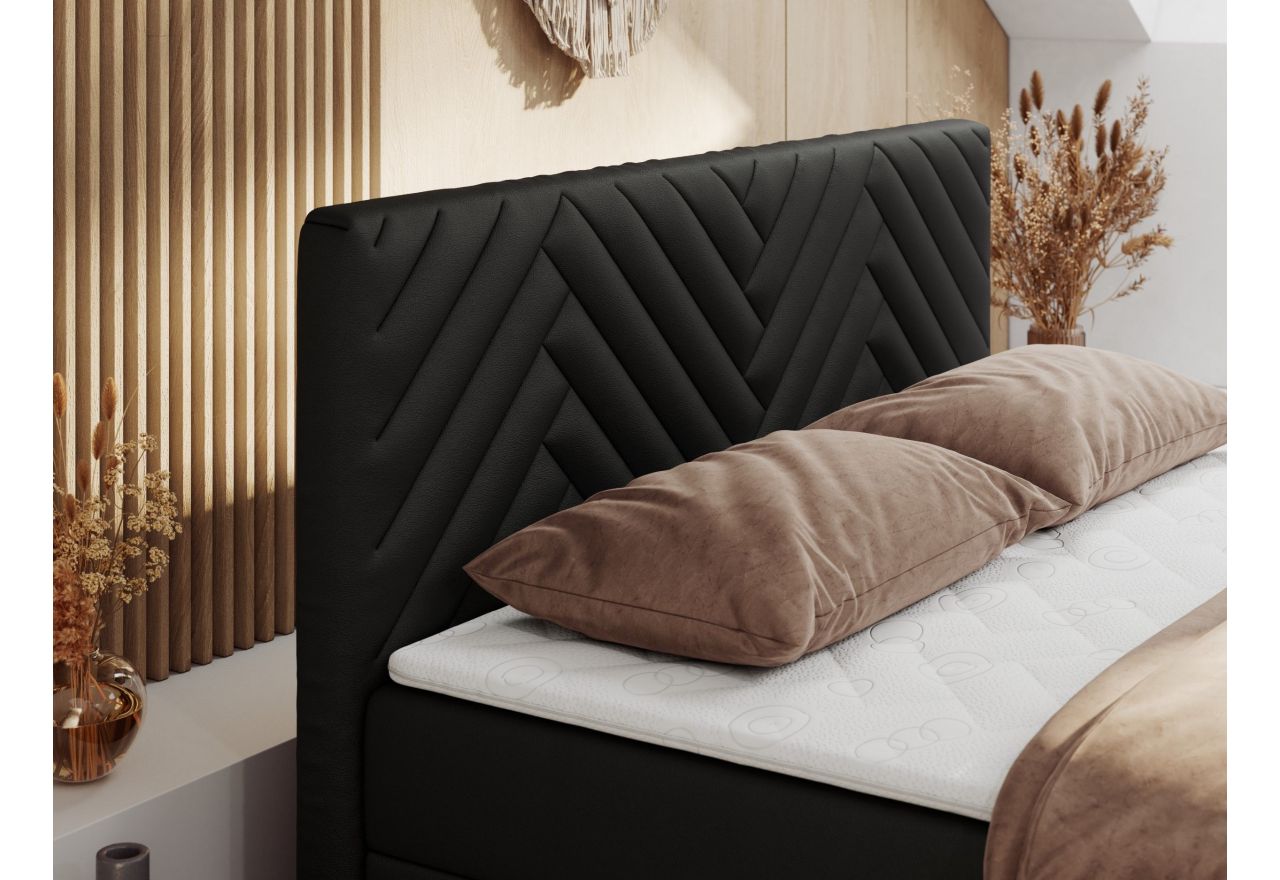 Łóżko kontynentalne PARIS DUO 200x200 - H4 - czarny, ekoskóra