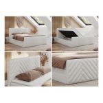 Łóżko kontynentalne PARIS DUO 120x200 - H3 - biały, ekoskóra