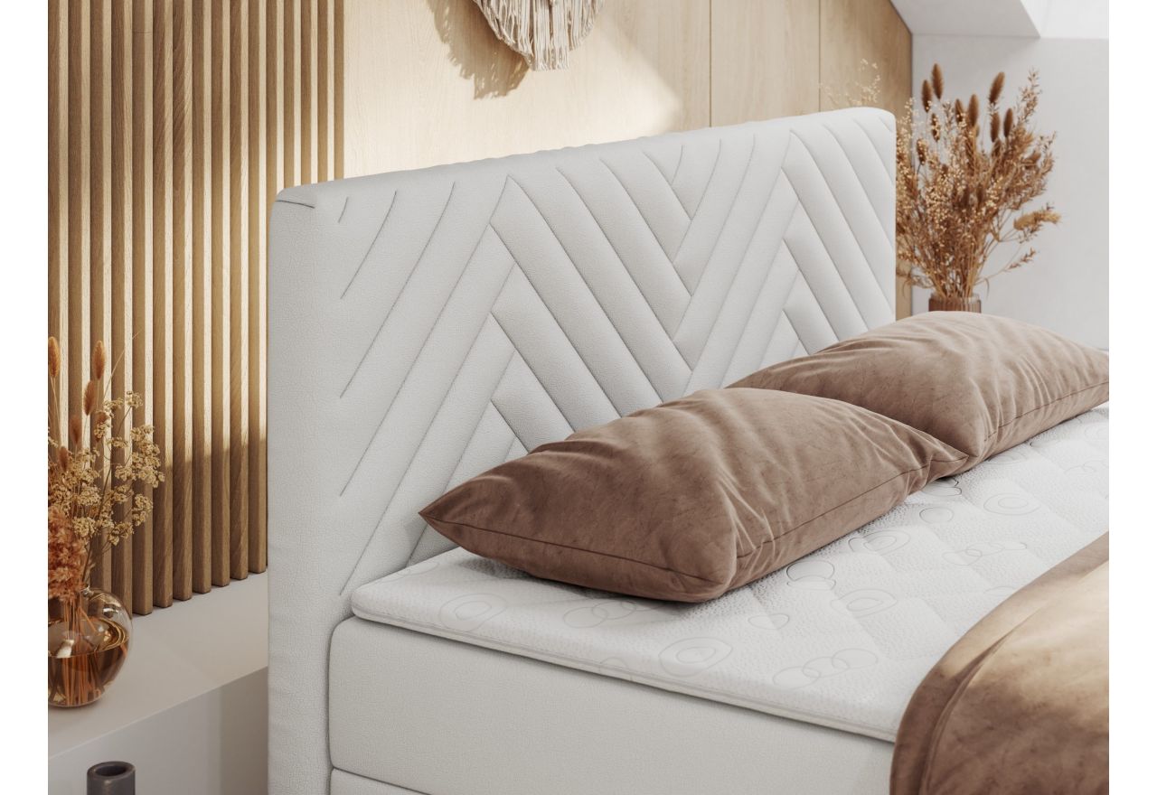 Łóżko kontynentalne PARIS DUO 140x200 - H3 - biały, ekoskóra