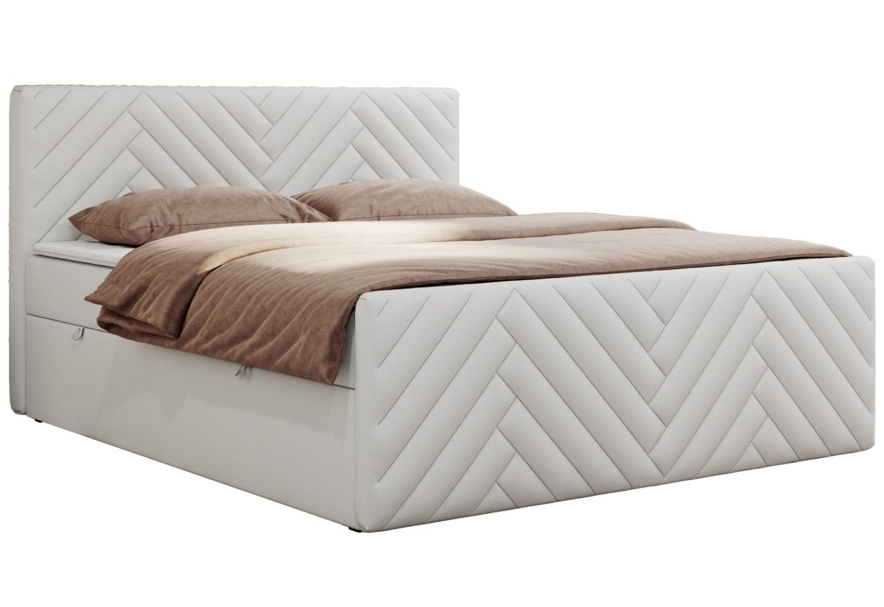 Łóżko kontynentalne PARIS DUO 160x200 - H3 - biały, ekoskóra