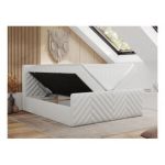 Łóżko kontynentalne PARIS DUO 180x200 - H3 - biały, ekoskóra