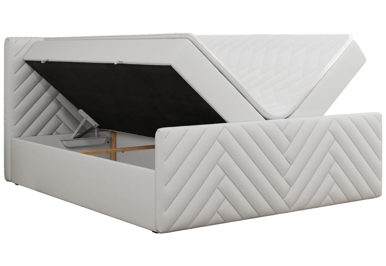 Łóżko kontynentalne PARIS DUO 140x200 - H4 - biały, ekoskóra