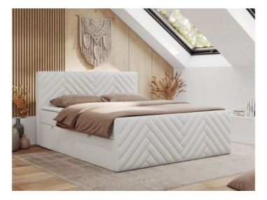 Łóżko kontynentalne PARIS DUO 160x200 - H4 - biały, ekoskóra