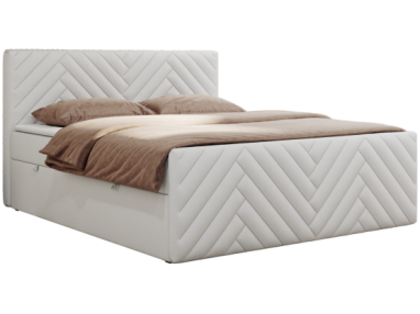 Łóżko kontynentalne PARIS DUO 160x200 - H4 - biały, ekoskóra