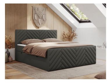 Łóżko kontynentalne PARIS DUO 120x200 - H3 - szary, ekoskóra