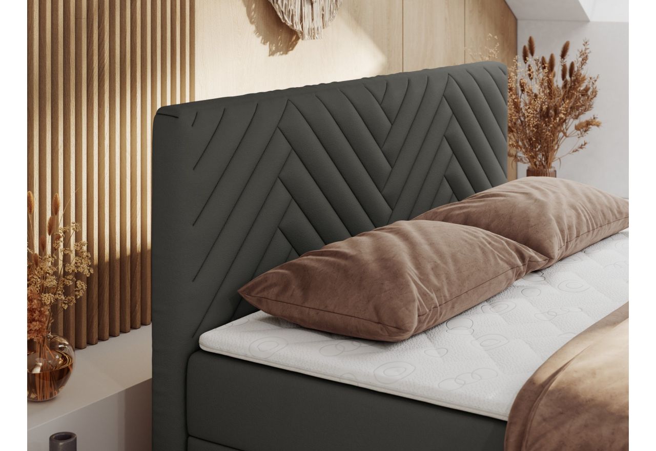 Łóżko kontynentalne PARIS DUO 120x200 - H3 - szary, ekoskóra