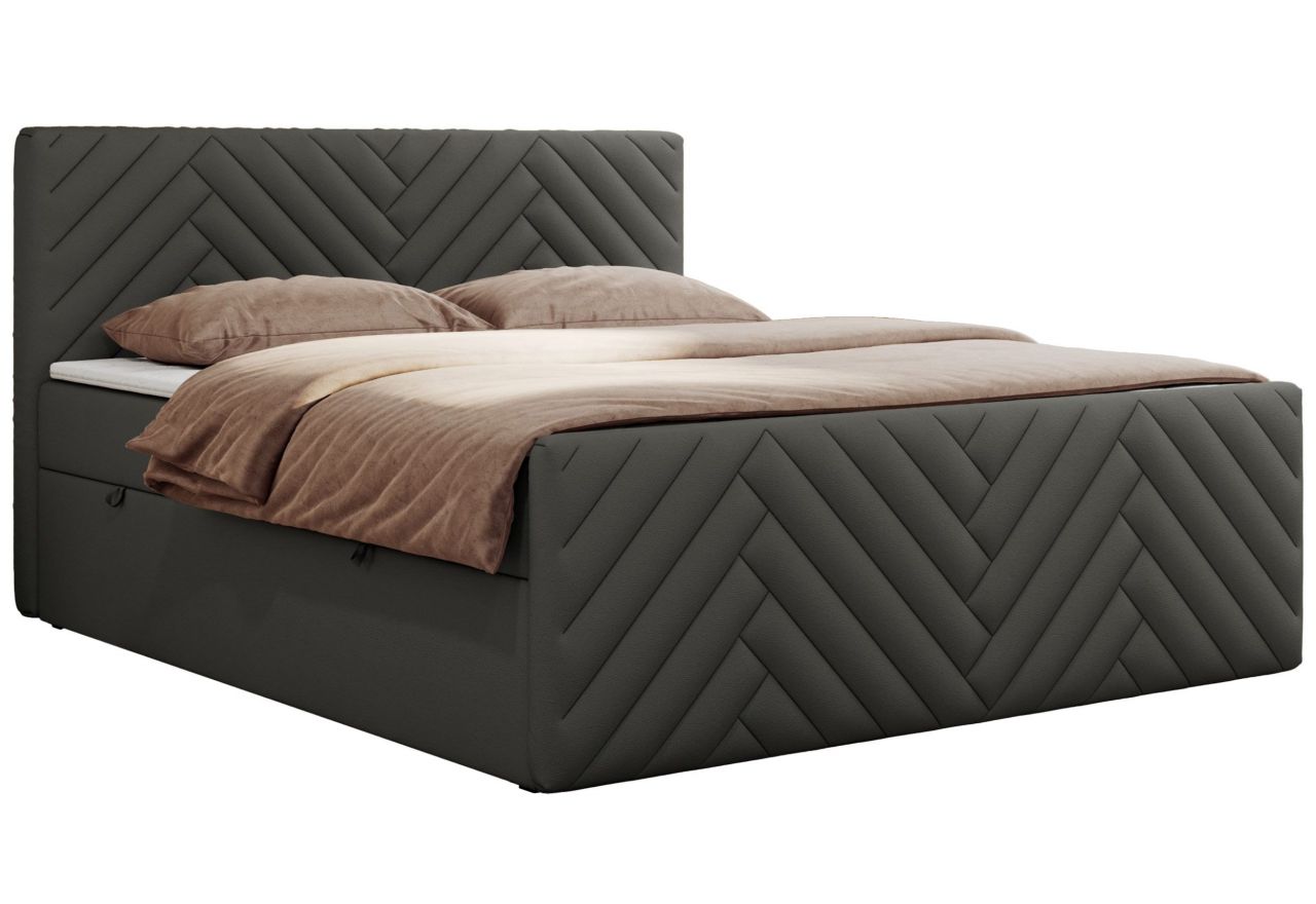 Łóżko kontynentalne PARIS DUO 120x200 - H3 - szary, ekoskóra