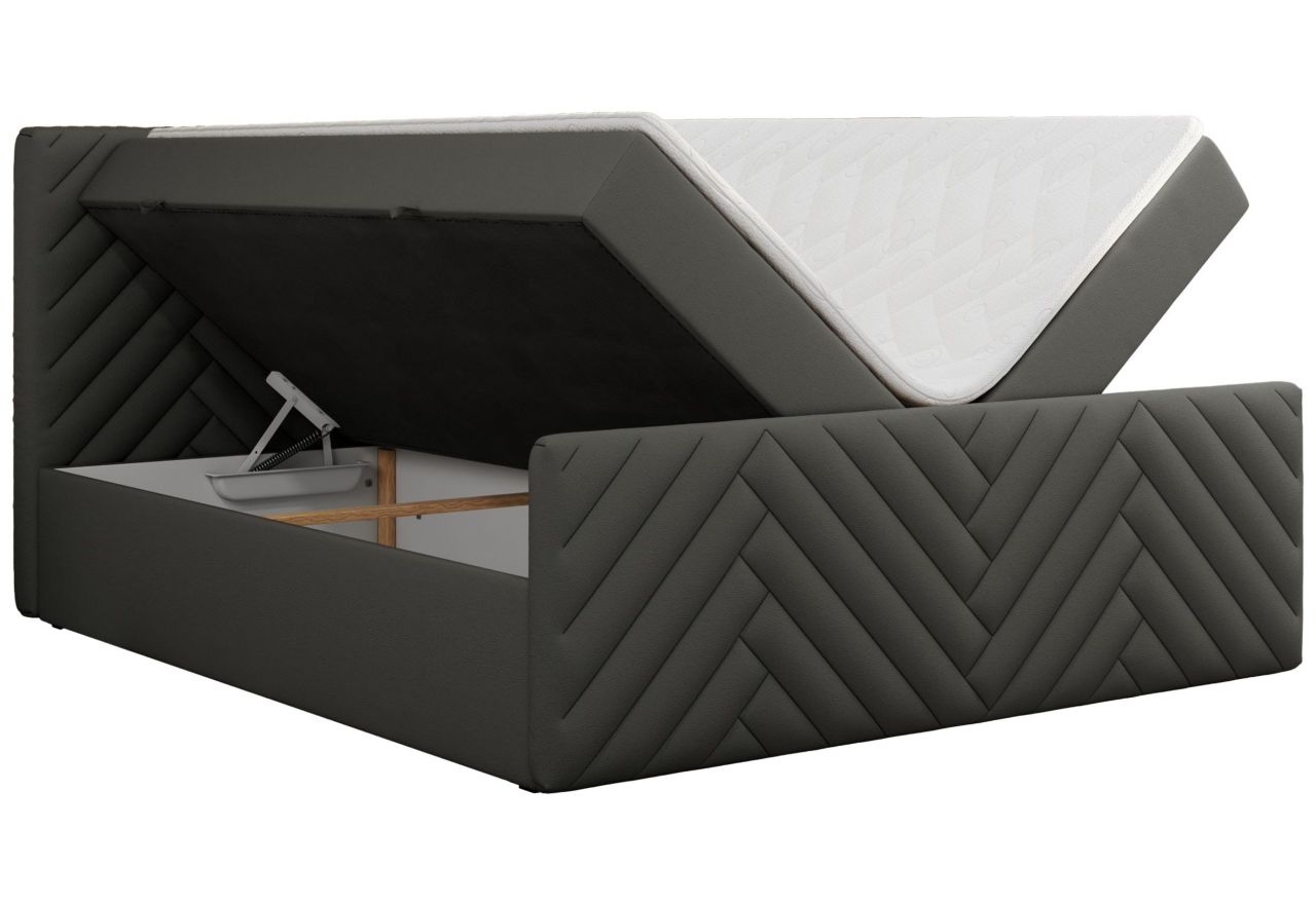 Łóżko kontynentalne PARIS DUO 160x200 - H3 - szary, ekoskóra