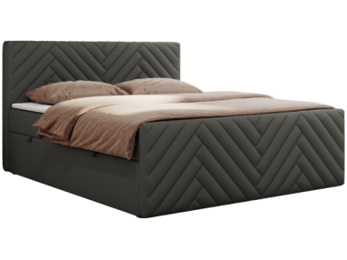 Łóżko kontynentalne PARIS DUO 200x200 - H3 - szary, ekoskóra