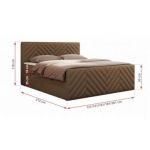 Łóżko kontynentalne PARIS DUO 160x200 - H3 - brązowy, ekoskóra