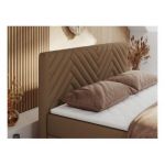 Łóżko kontynentalne PARIS DUO 200x200 - H3 - brązowy, ekoskóra