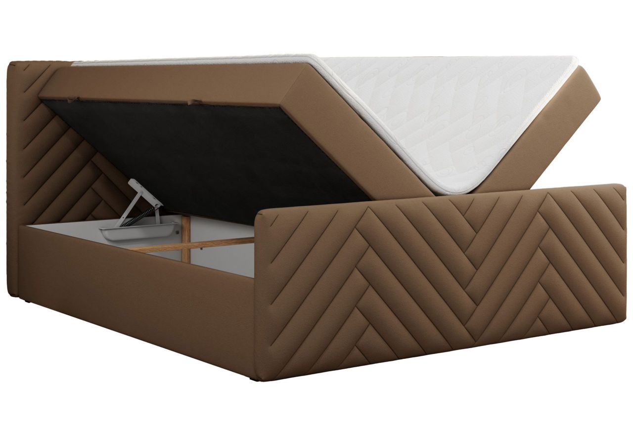 Łóżko kontynentalne PARIS DUO 200x200 - H3 - brązowy, ekoskóra
