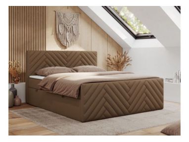 Łóżko kontynentalne PARIS DUO 120x200 - H4 - brązowy, ekoskóra