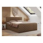 Łóżko kontynentalne PARIS DUO 180x200 - H4 - brązowy, ekoskóra