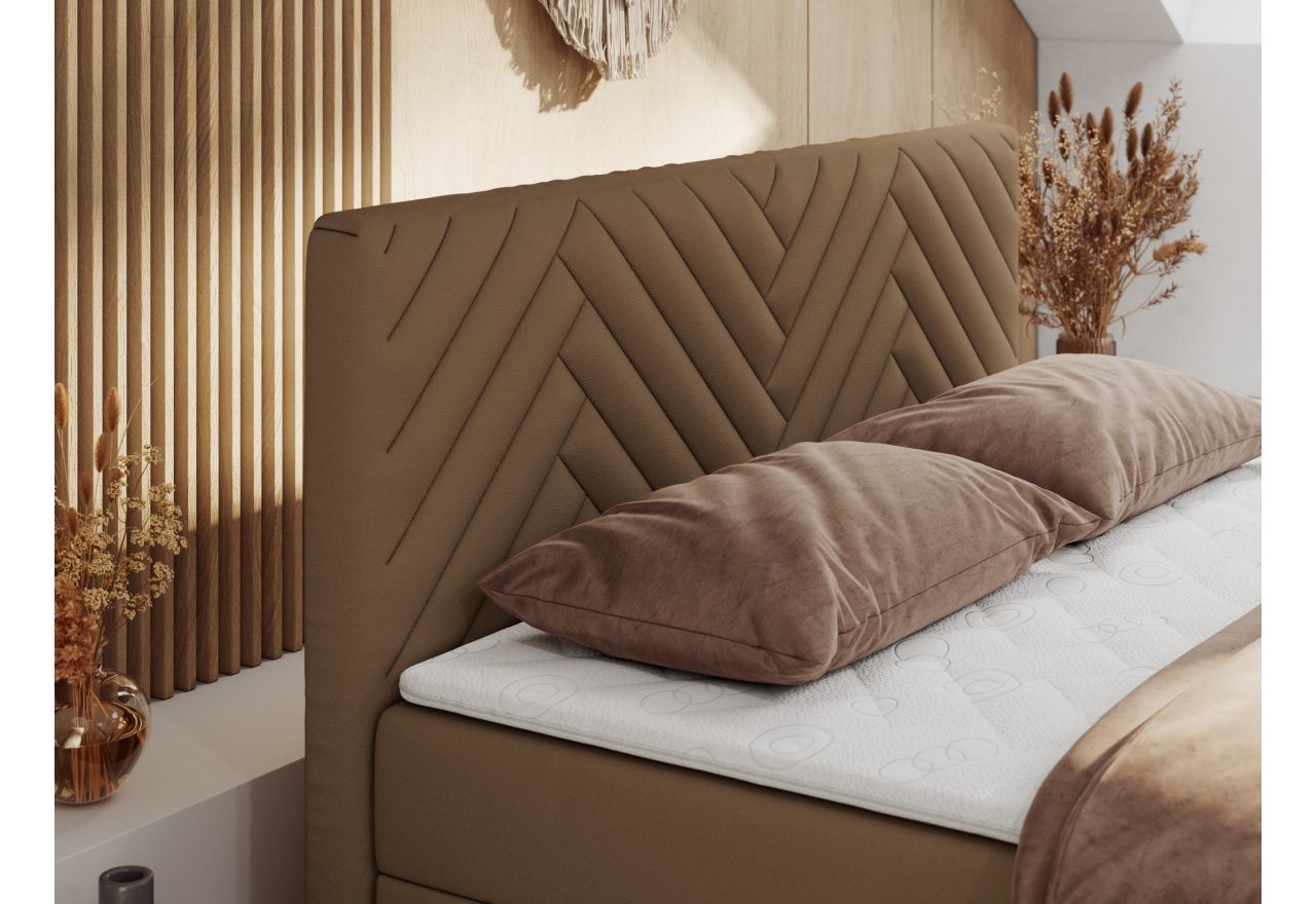 Łóżko kontynentalne PARIS DUO 180x200 - H4 - brązowy, ekoskóra