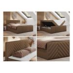 Łóżko kontynentalne PARIS DUO 180x200 - H4 - brązowy, ekoskóra