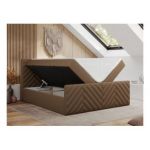 Łóżko kontynentalne PARIS DUO 200x200 - H4 - brązowy, ekoskóra