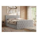 Łóżko kontynentalne MIREN DUO 180x200 - H3 - jasnoszary, struktura