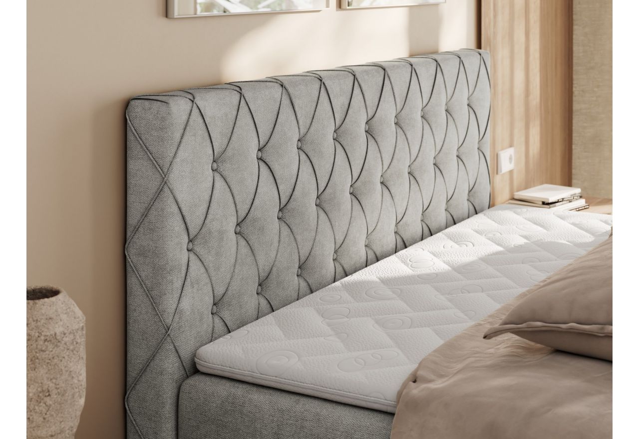 Łóżko kontynentalne MIREN DUO 180x200 - H3 - jasnoszary, struktura