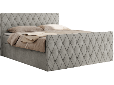 Łóżko kontynentalne MIREN DUO 200x200 - H3 - jasnoszary, struktura