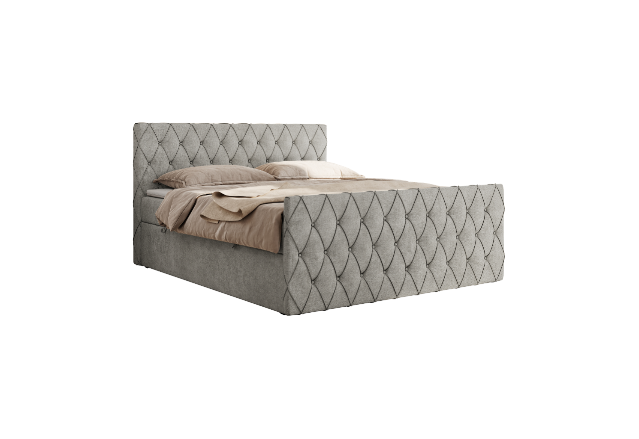 Łóżko kontynentalne MIREN DUO 200x200 - H3 - jasnoszary, struktura