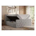 Łóżko kontynentalne MIREN DUO 200x200 - H3 - jasnoszary, struktura