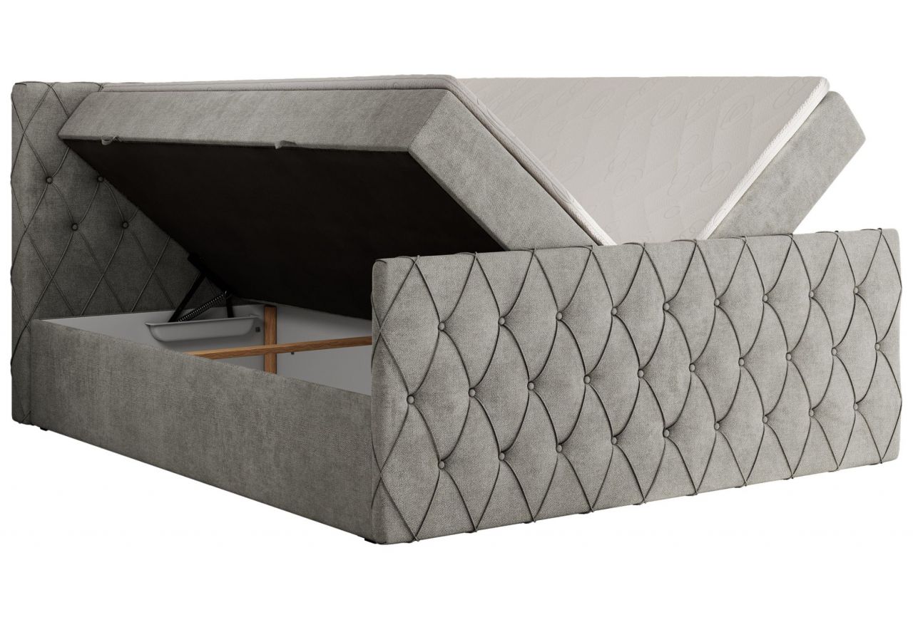 Łóżko kontynentalne MIREN DUO 200x200 - H3 - jasnoszary, struktura