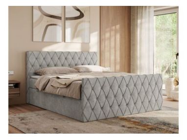 Łóżko kontynentalne MIREN DUO 200x200 - H4 - jasnoszary, struktura