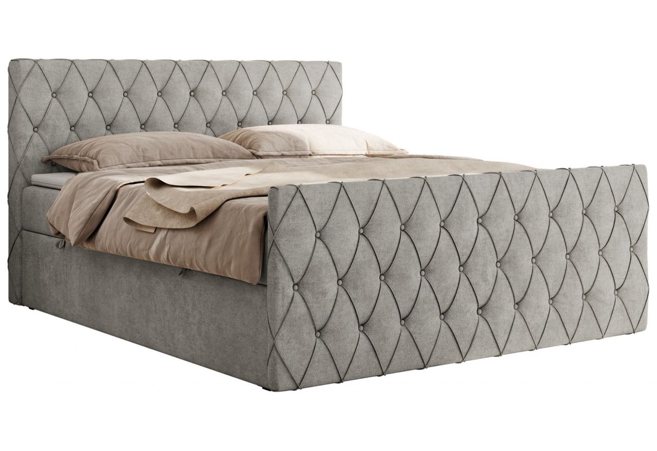 Łóżko kontynentalne MIREN DUO 200x200 - H4 - jasnoszary, struktura