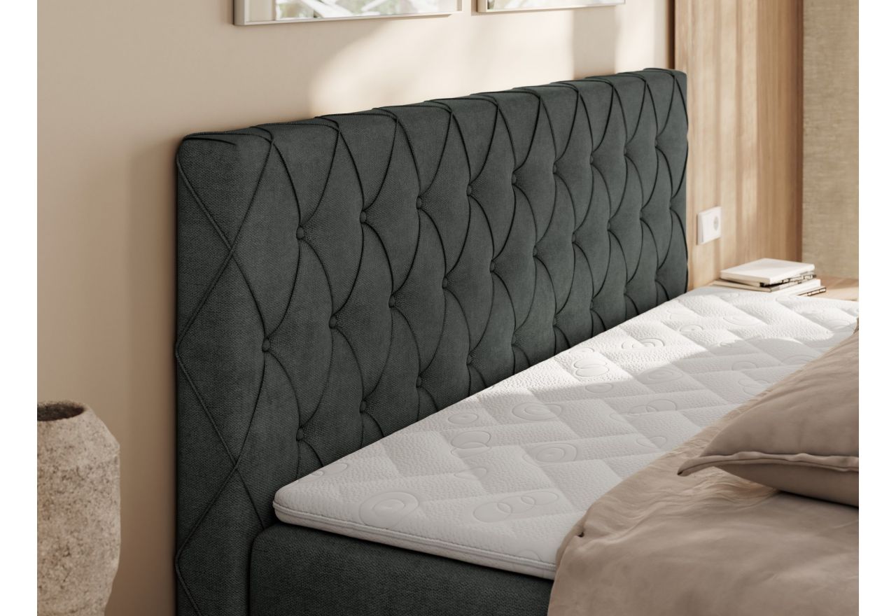 Łóżko kontynentalne MIREN DUO 120x200 - H3 - ciemnoszary, struktura