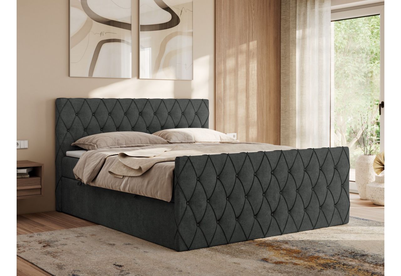 Łóżko kontynentalne MIREN DUO 200x200 - H3 - ciemnoszary, struktura