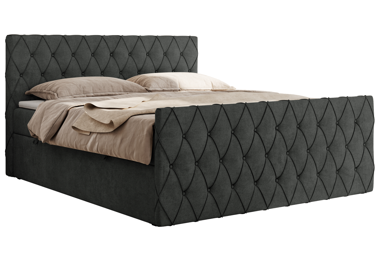 Łóżko kontynentalne MIREN DUO 200x200 - H3 - ciemnoszary, struktura