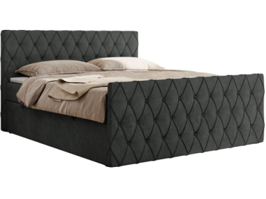 Łóżko kontynentalne MIREN DUO 160x200 - H4 - ciemnoszary, struktura