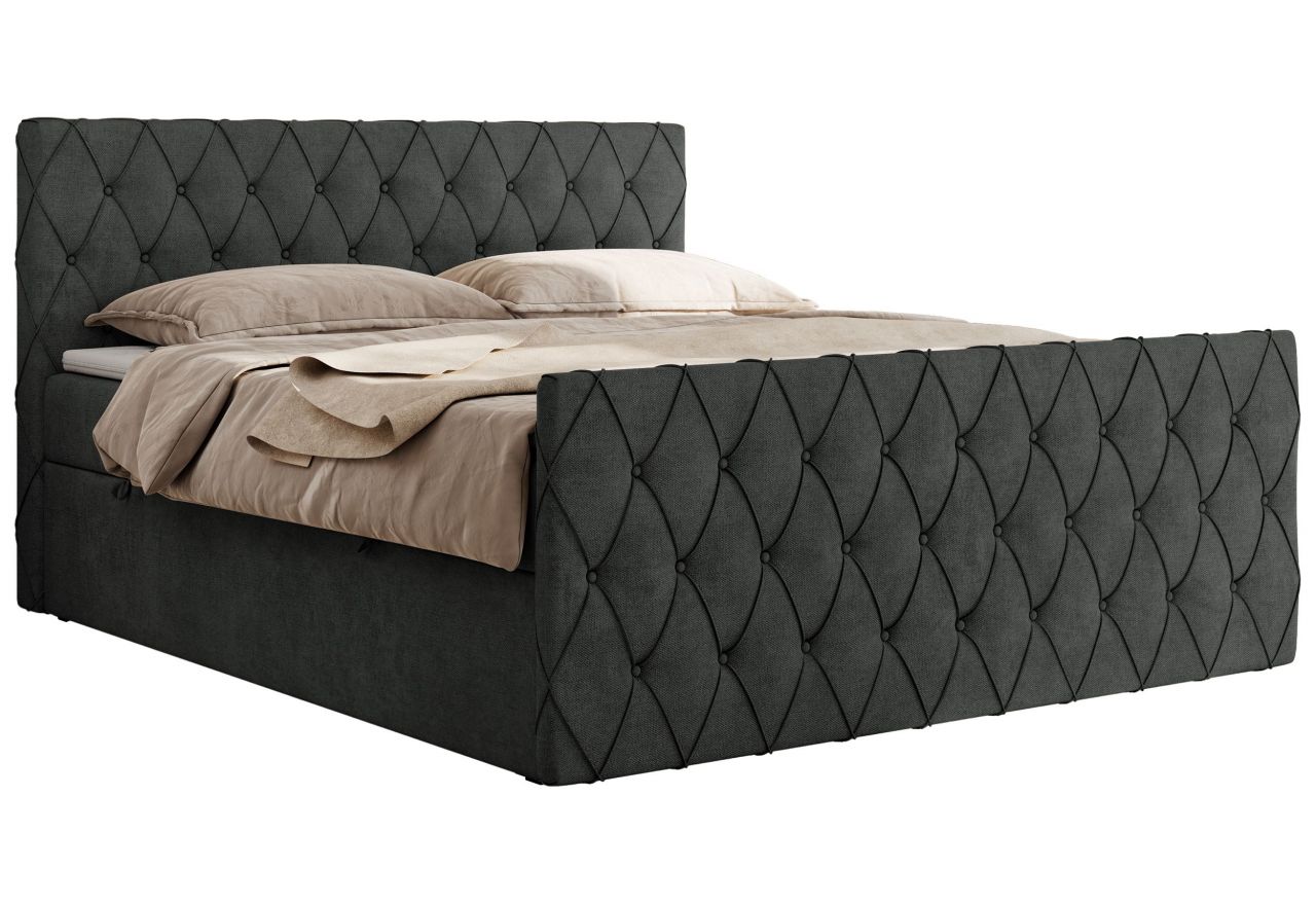 Łóżko kontynentalne MIREN DUO 200x200 - H4 - ciemnoszary, struktura