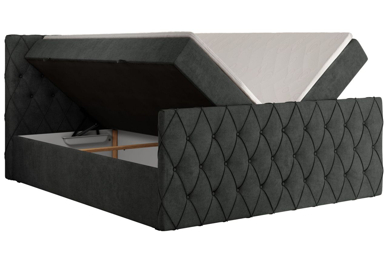 Łóżko kontynentalne MIREN DUO 200x200 - H4 - ciemnoszary, struktura