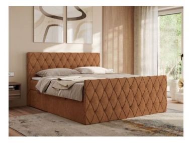 Łóżko kontynentalne MIREN DUO 120x200 - H3 - pomarańczowy, struktura