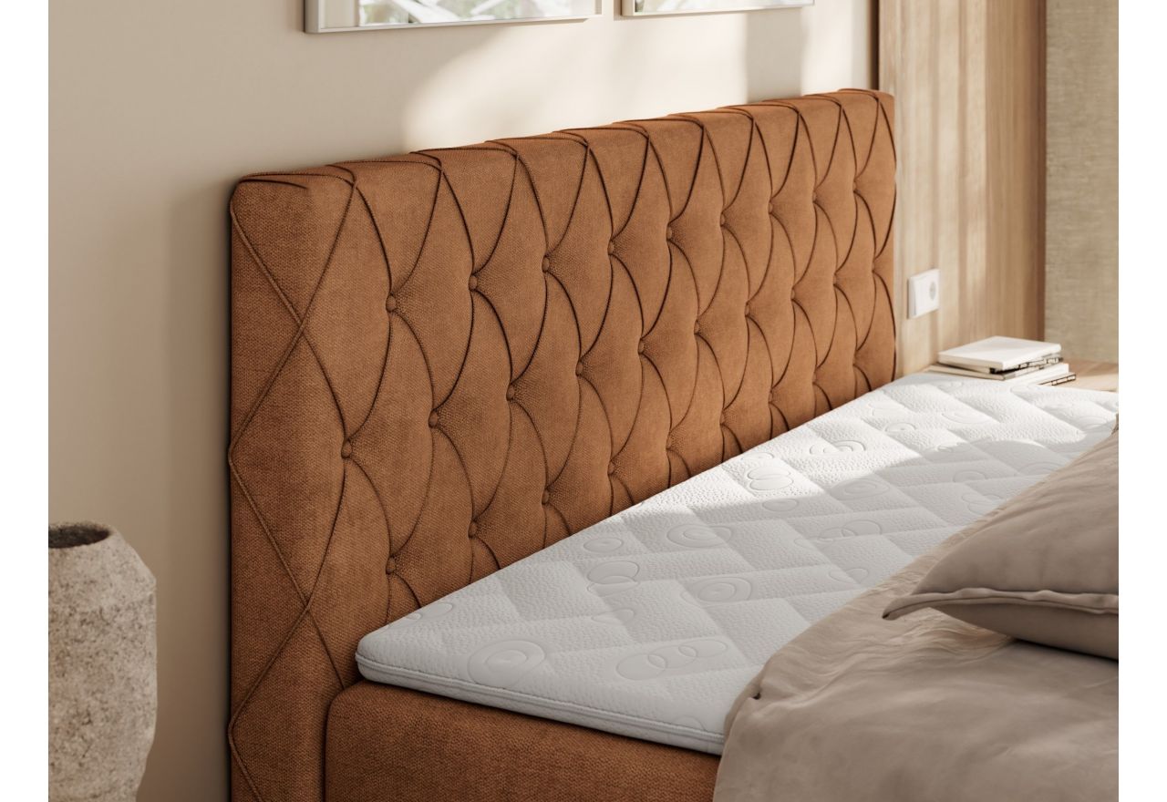 Łóżko kontynentalne MIREN DUO 160x200 - H3 - pomarańczowy, struktura