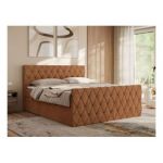 Łóżko kontynentalne MIREN DUO 180x200 - H3 - pomarańczowy, struktura