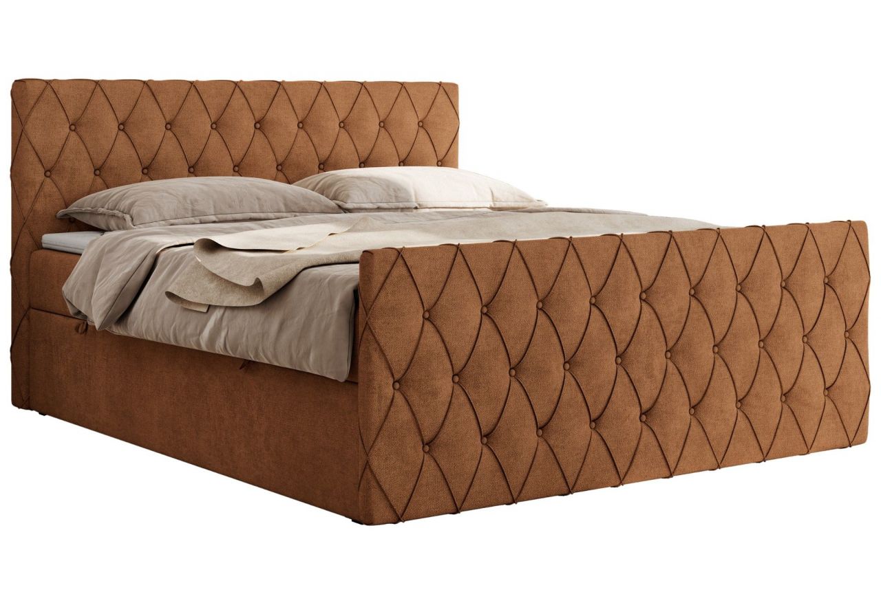 Łóżko kontynentalne MIREN DUO 180x200 - H3 - pomarańczowy, struktura