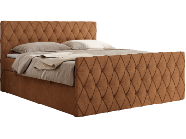 Łóżko kontynentalne MIREN DUO 200x200 - H3 - pomarańczowy, struktura