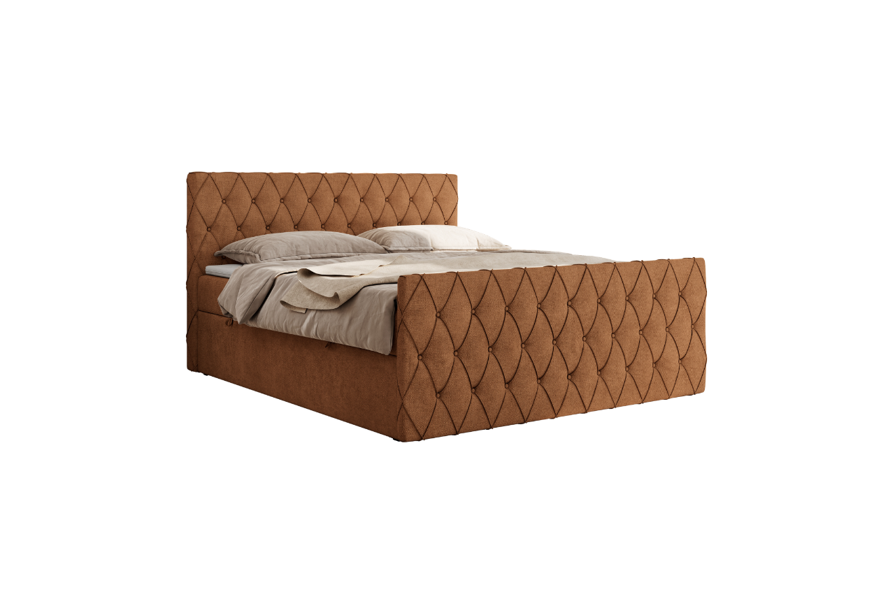 Łóżko kontynentalne MIREN DUO 200x200 - H4 - pomarańczowy, struktura