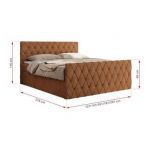 Łóżko kontynentalne MIREN DUO 200x200 - H4 - pomarańczowy, struktura