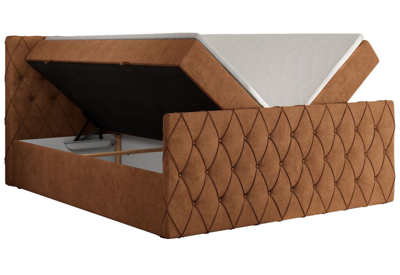 Łóżko kontynentalne MIREN DUO 200x200 - H4 - pomarańczowy, struktura